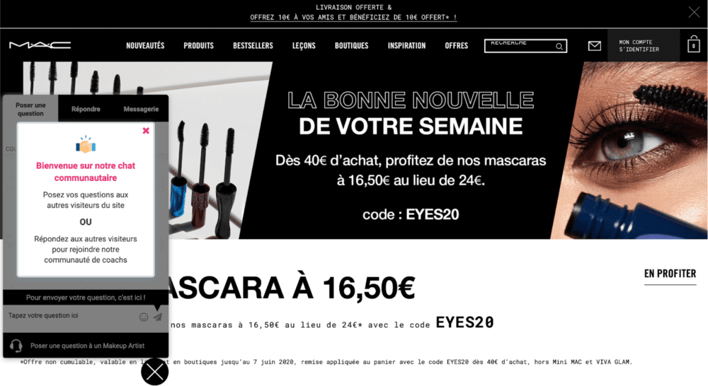 Chat communautaire sur le site de Mac