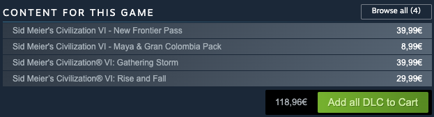 Les DLC pour le jeu Civilization VI