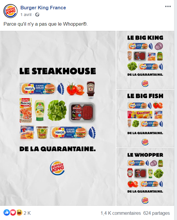 Recette Burger King sur Facebook