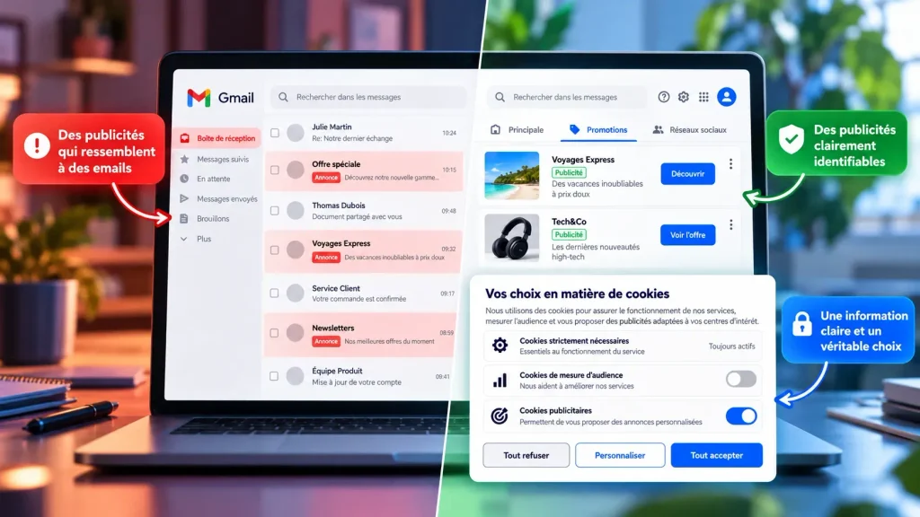 Cookies publicitaires et consentement : distinction entre publicité identifiable et email selon la CNIL