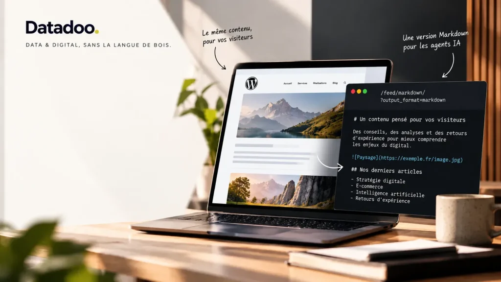 Illustration d’un contenu WordPress proposé en version Markdown pour faciliter son exploitation par les agents IA